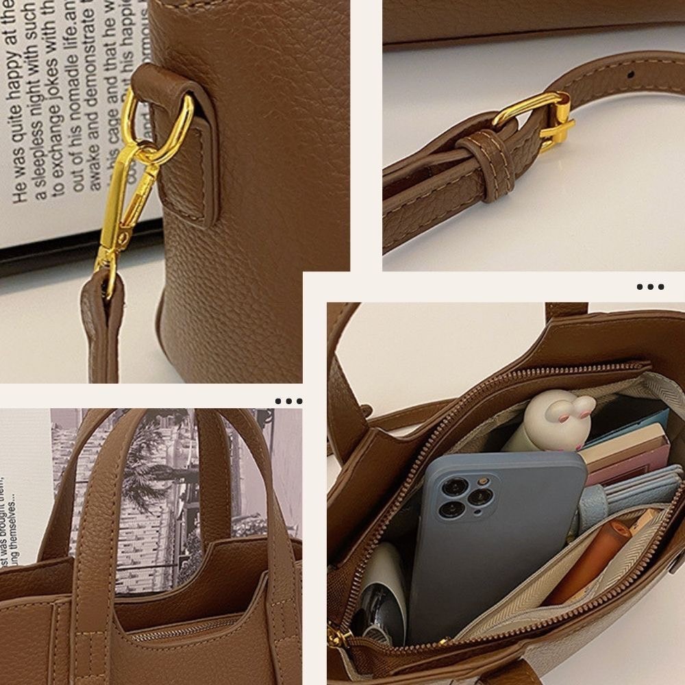 可愛掛件荔枝紋質感斜跨皮革包 肩背包 側背包 4色可選-細節圖6