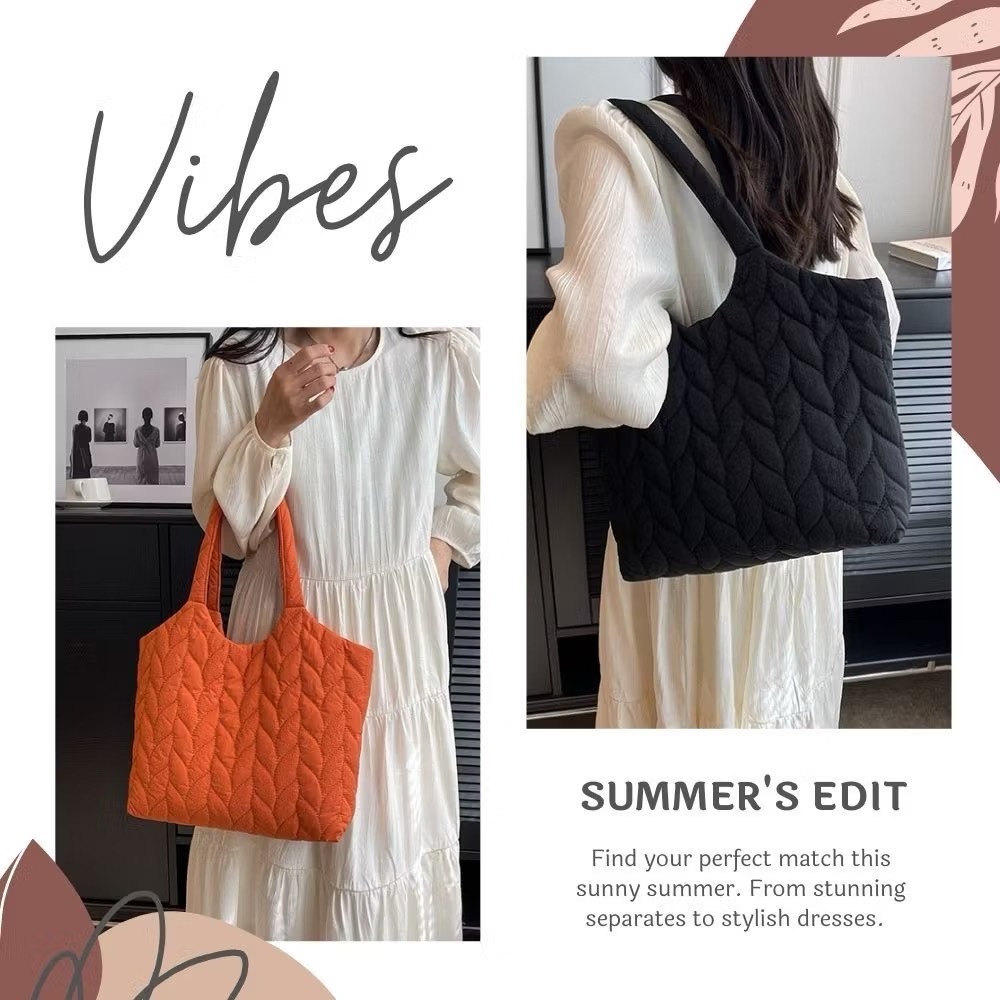 森林系繡線鋪棉休閒托特包 肩背包 4色可選-細節圖4