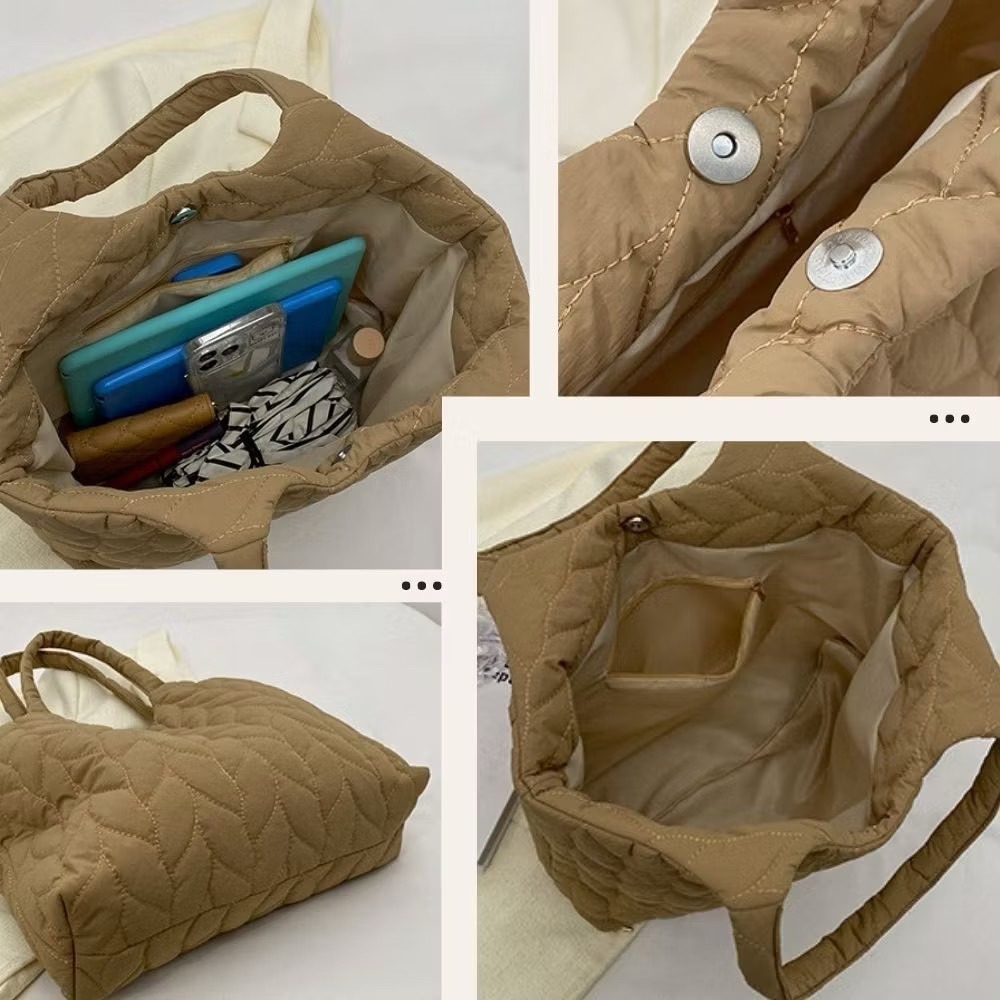 森林系繡線鋪棉休閒托特包 肩背包 4色可選-細節圖5