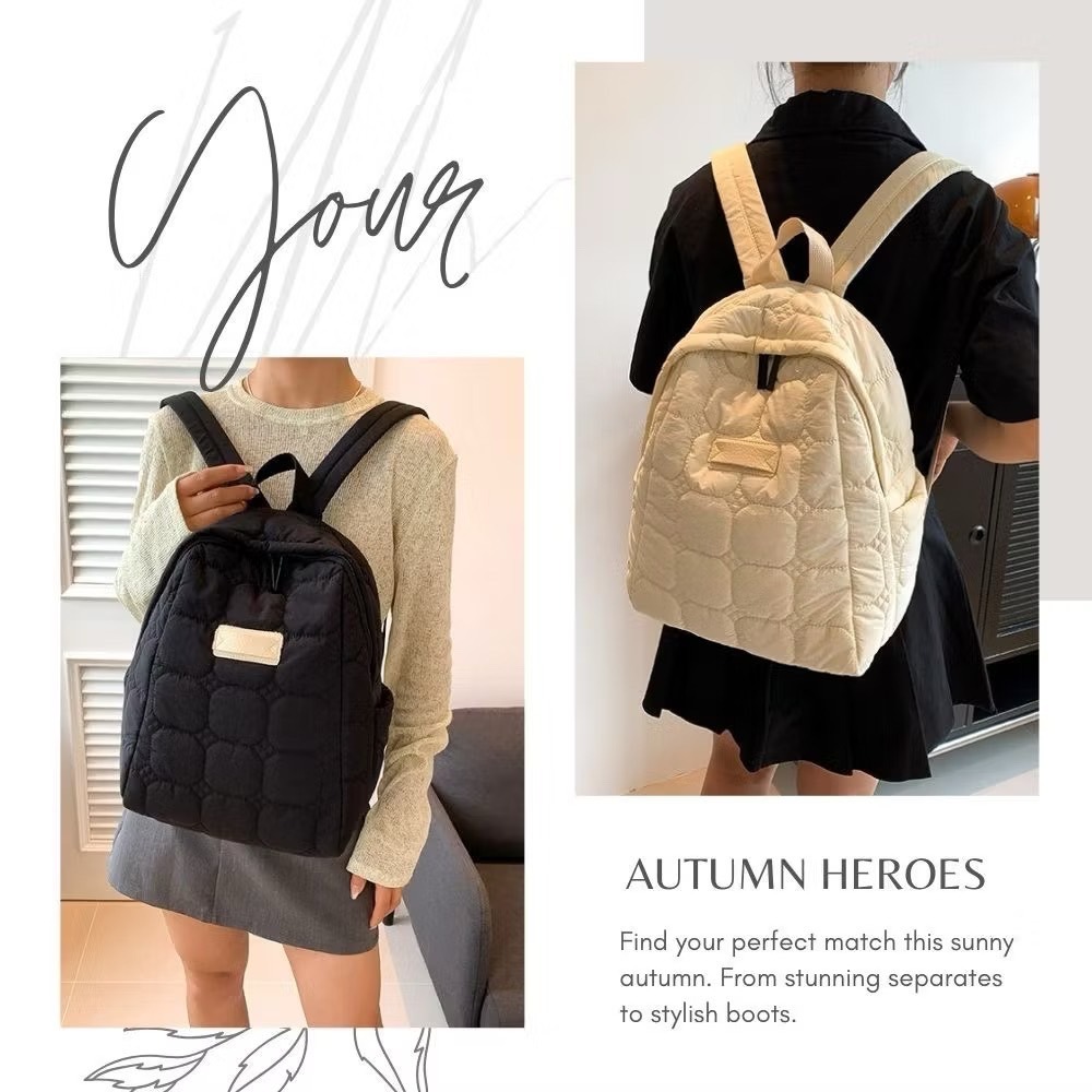 皮標復古方圓質感鋪棉後背包 學生包 5色可選-細節圖2