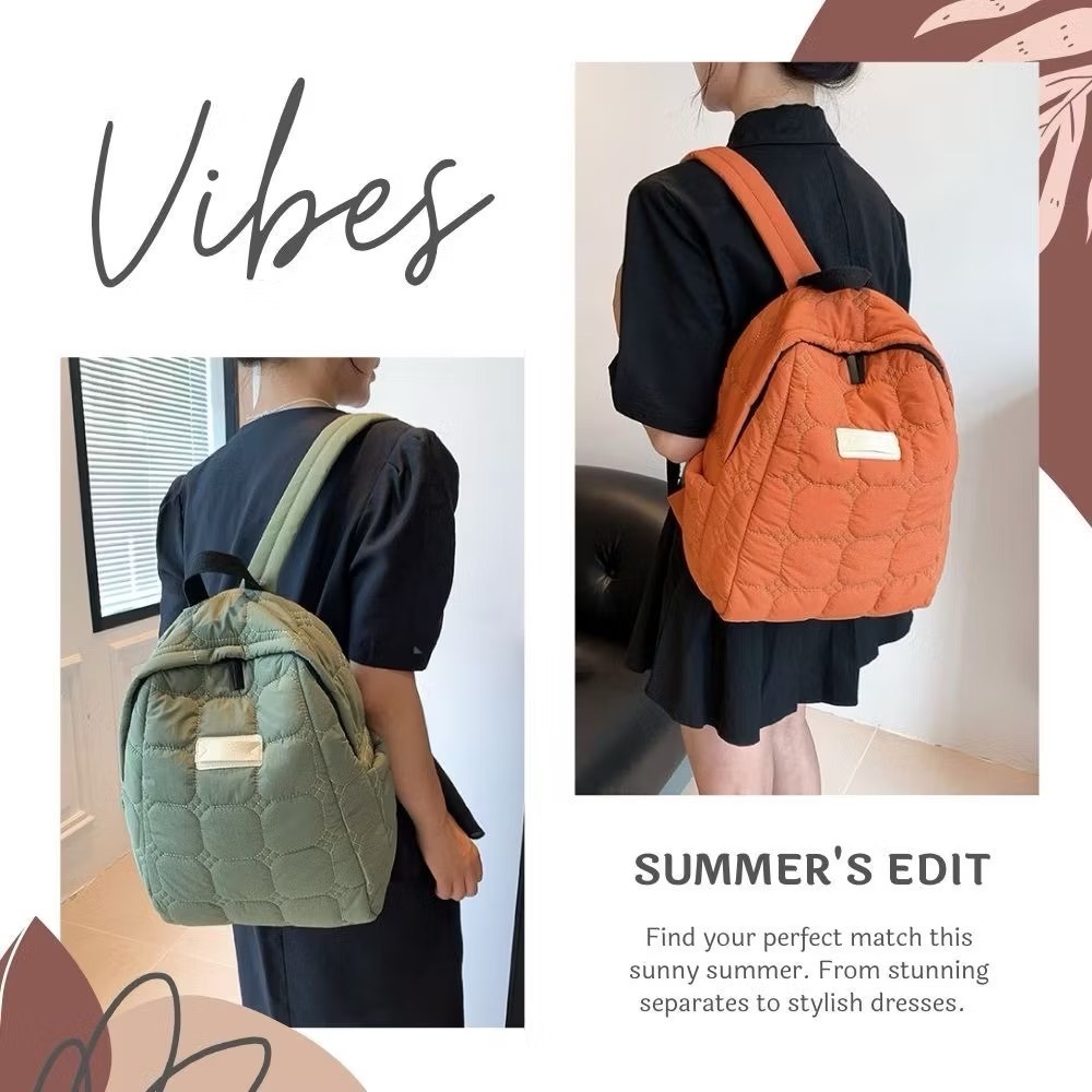 皮標復古方圓質感鋪棉後背包 學生包 5色可選-細節圖4