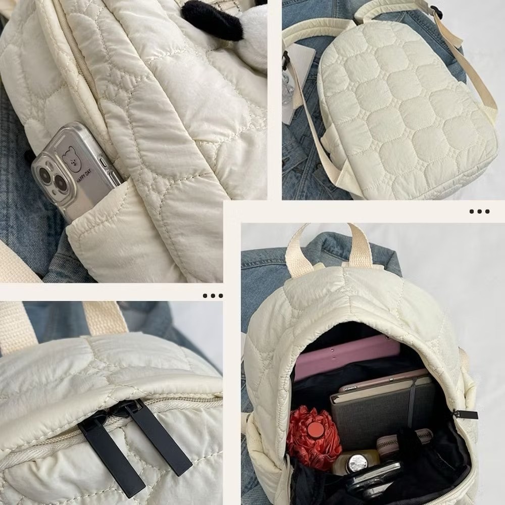 皮標復古方圓質感鋪棉後背包 學生包 5色可選-細節圖6