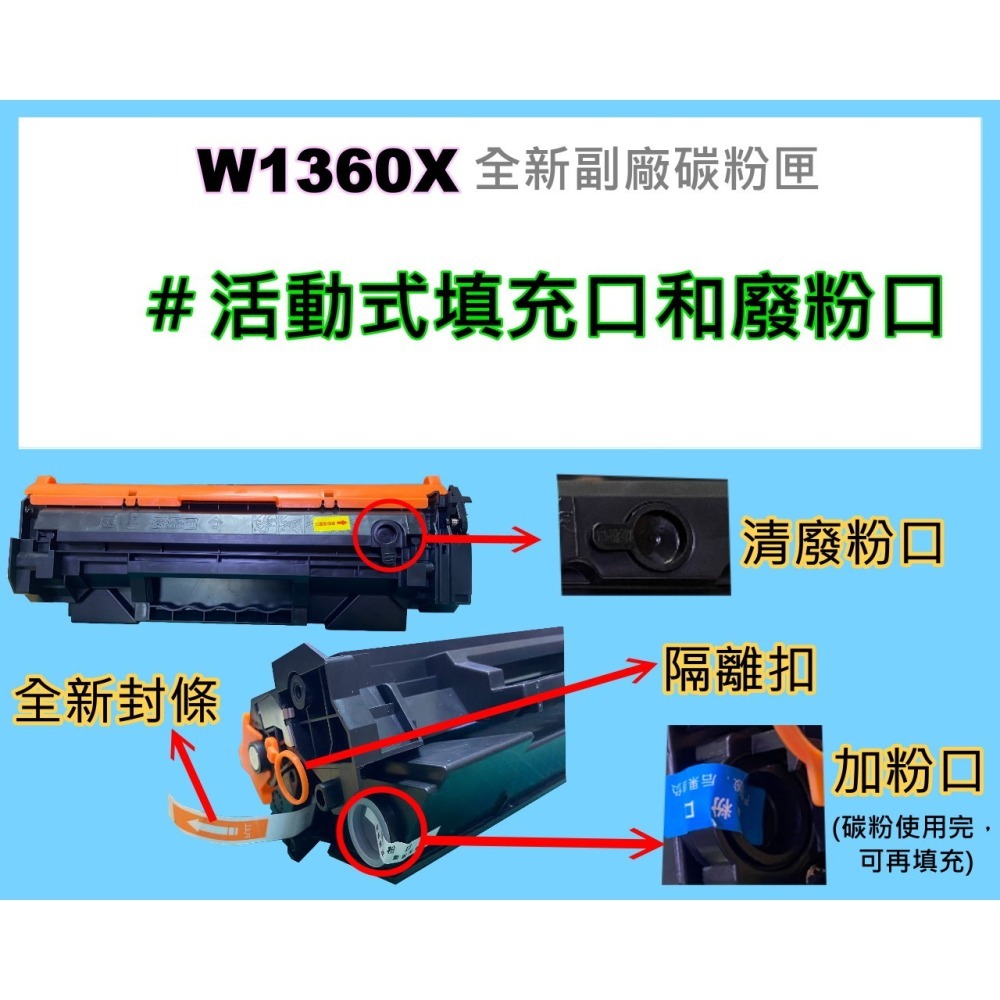南部資訊【無晶片/136X/136A】M236sdw/M211dw可填式副廠匣W1360X/W1360A 需裝舊晶片-細節圖3