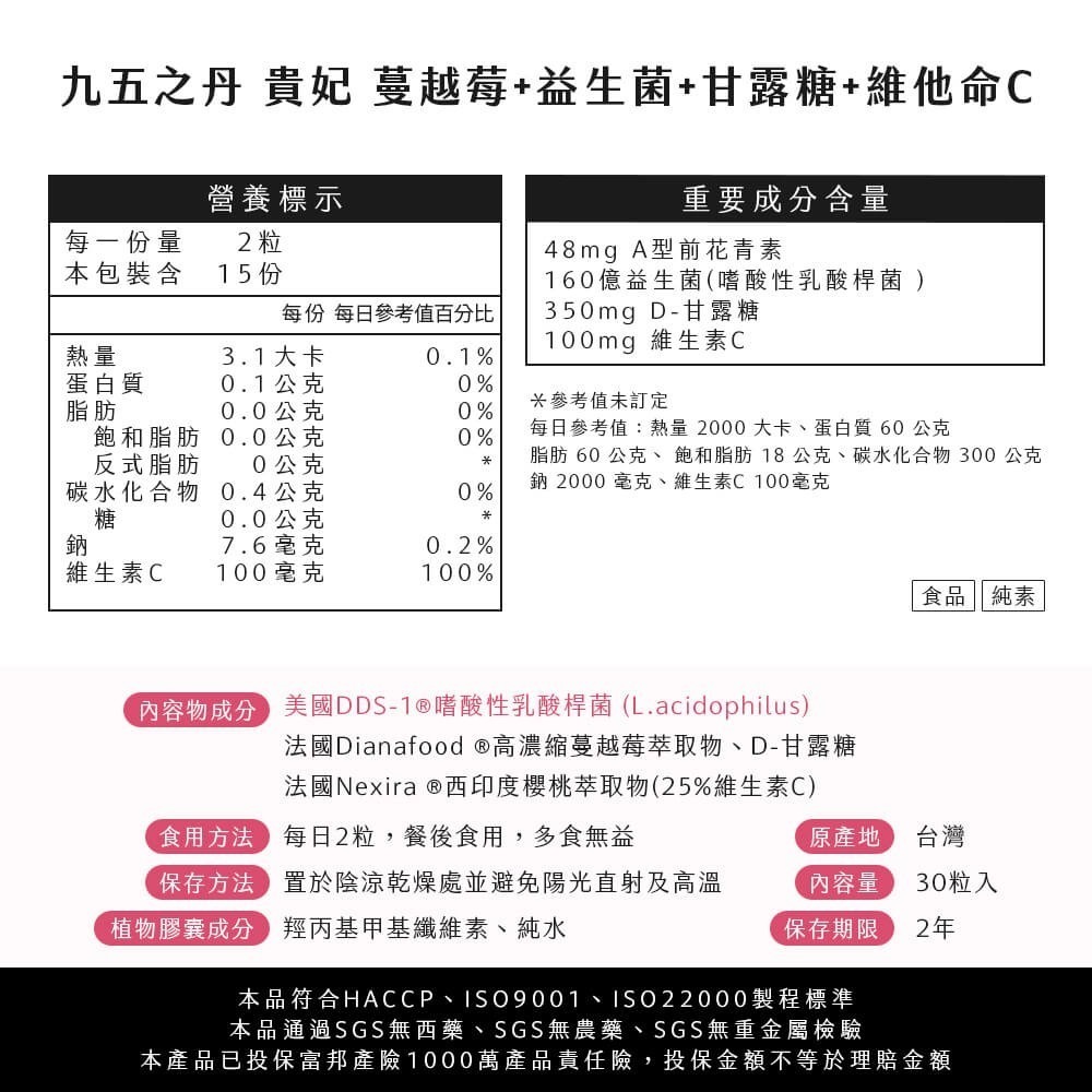 【會員優惠】九五之丹🔥貴妃．蔓越莓益生菌｜多件優惠🔸益生菌🔸花青素🔸維他命📢譽的生活美食舖📌26/05-細節圖11