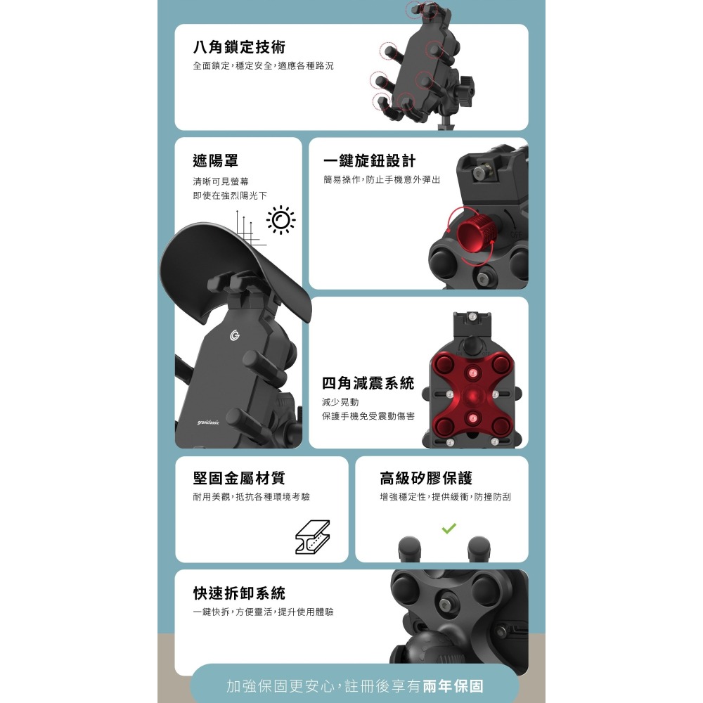 【⚡免運】grantclassic🔥OctaStand｜八力架｜機車手機架📢譽的生活美食舖-細節圖2