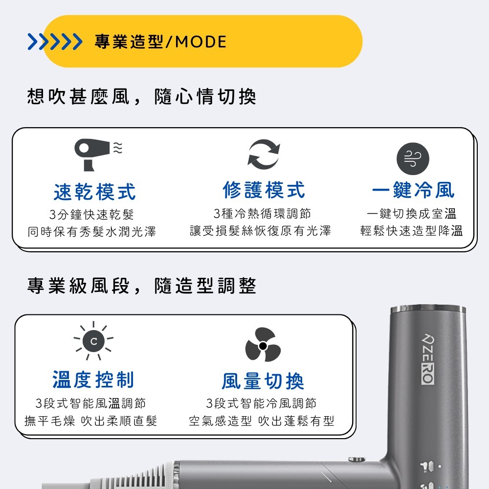 【⚡免運】ZERO 零式創作🔥HyperSonic+ V3｜職人護髮離子吹風機📢譽的生活美食舖-細節圖3