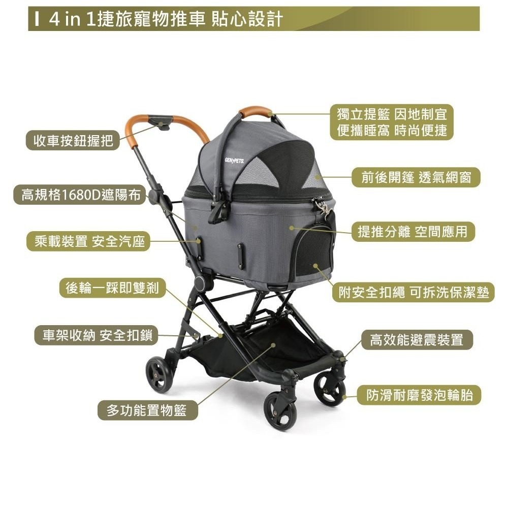 【免運】Gen7Pets🔥4in1捷旅寵物推車📢譽的生食舖【保證正品】【📌25/05/18】-細節圖3