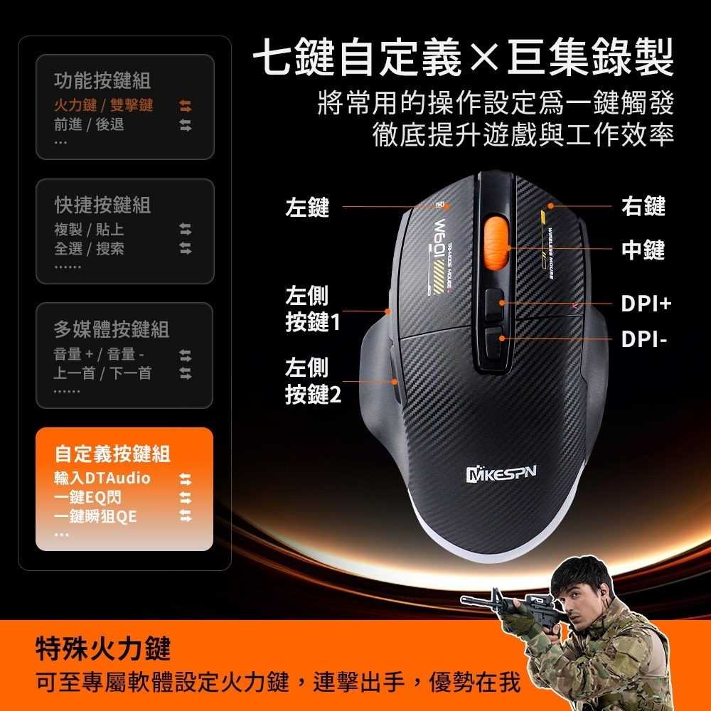 【免運】DTAudio🔥7鍵三模無線電競滑鼠｜多件優惠🔸RGB炫光📢譽的生食舖【保證正品】【📌25/10】-細節圖4