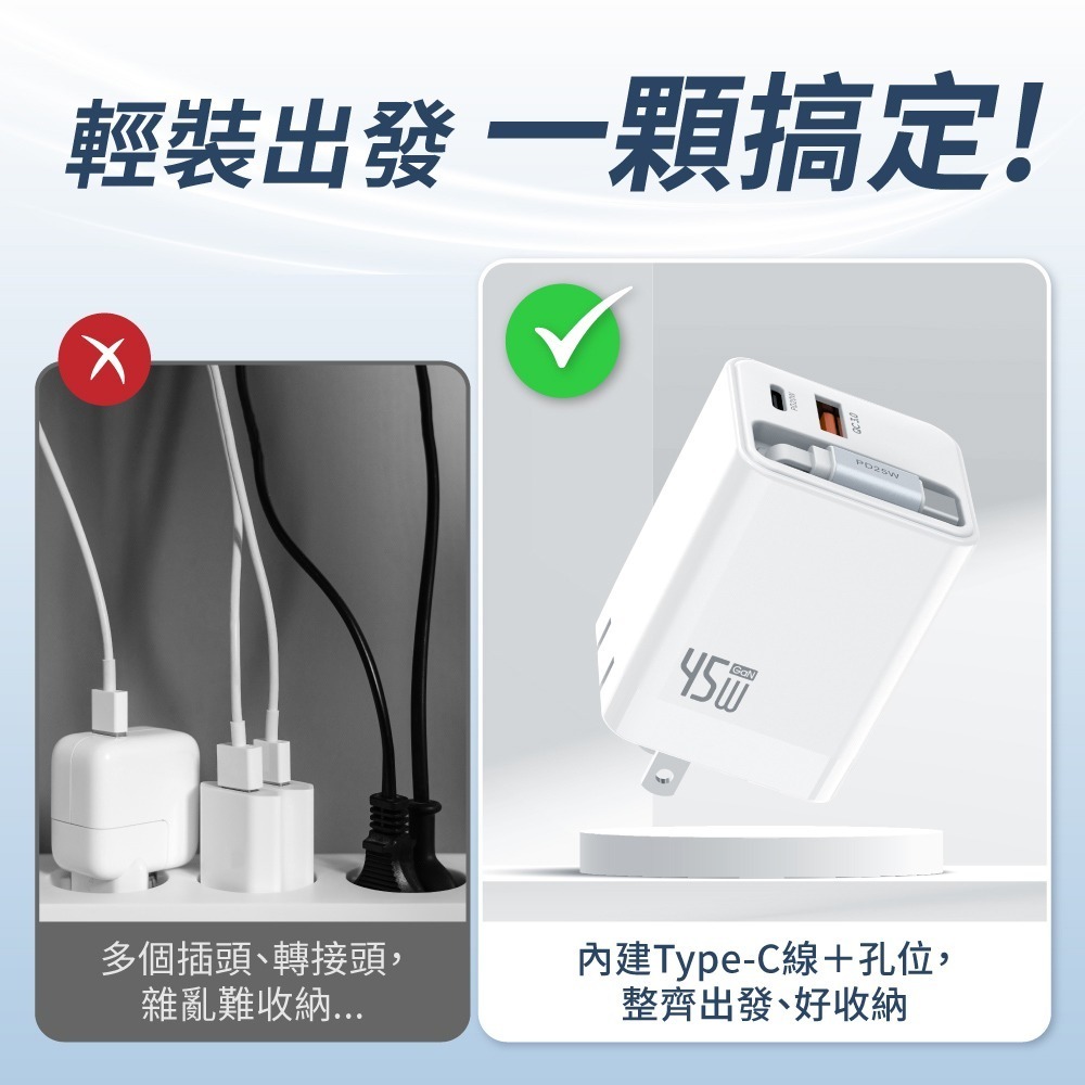 【免運】DTAudio🔥CHRE 45W伸縮快充頭｜多件優惠🔸設備同時充📢譽的生食舖【保證正品】【📌25/10】-細節圖3