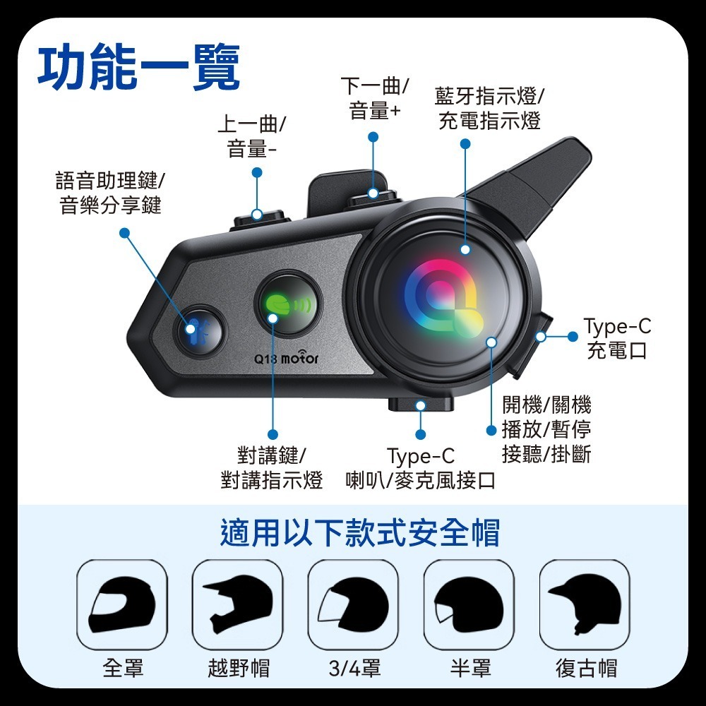 【免運】DTAudio🔥Q18 安全帽藍牙耳機｜多件優惠🔸音樂分享📢譽的生食舖【保證正品】【📌25/11】-細節圖11