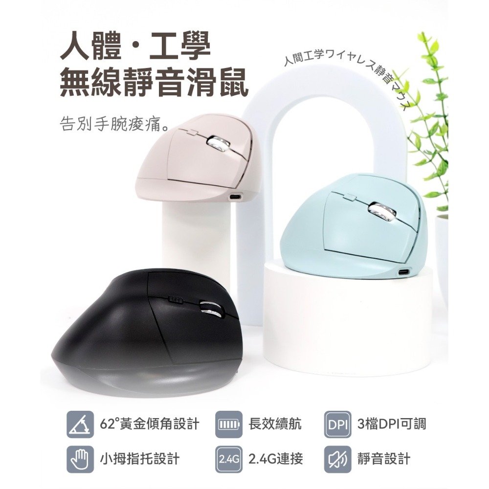 【免運】DTAudio🔥人體工學無線靜音垂直滑鼠｜多件優惠🔸超長續航📢譽的生食舖【保證正品】【📌25/11】-規格圖11
