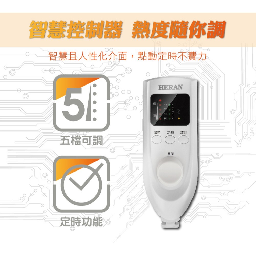 【會員優惠】HERAN 禾聯🔥法蘭絨雙人電熱毯｜恆溫溫控🔸斷電保護🔸洗衣機清洗📢譽的生活美食舖📌25/12-細節圖4
