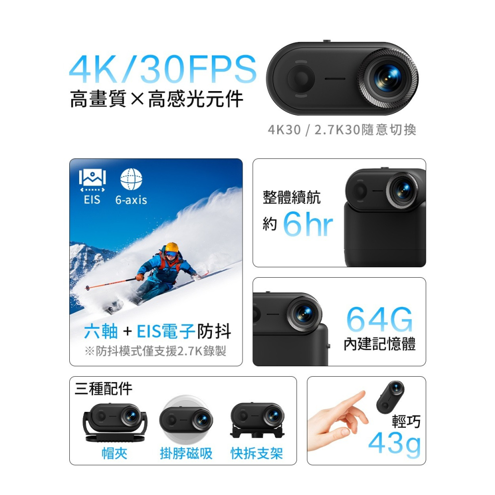 【會員優惠】DTAudio🔥4K拇指相機｜4K高畫質🔸雙電池續航🔸IP68防水📢譽的生活美食舖📌25/12-細節圖2