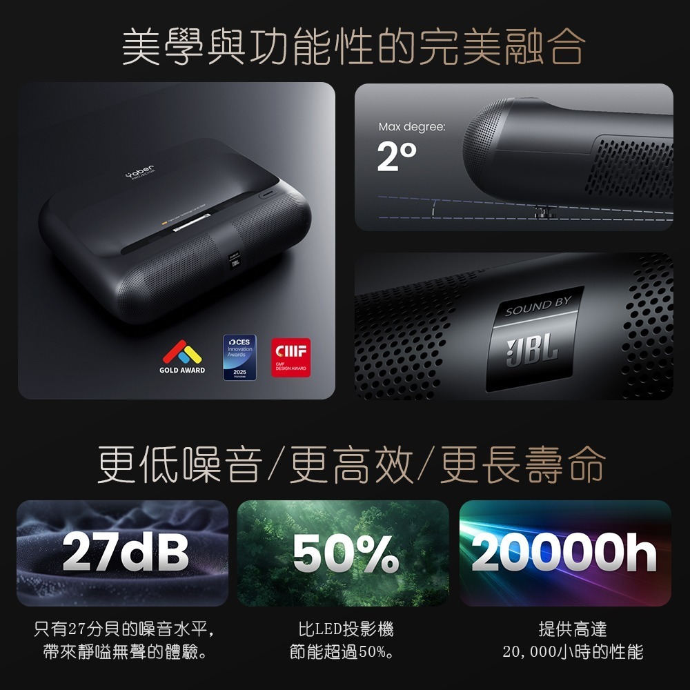 【會員優惠】Yaber🔥K300S 雷射超短焦投影機｜護眼🔸RGB雷射🔸JBL喇叭📢譽的生活美食舖📌25/12-細節圖11