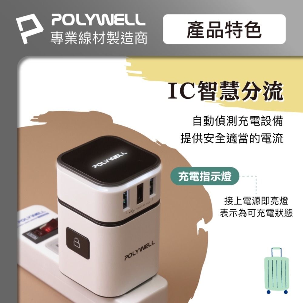 【會員優惠】POLYWELL🔥二合一多國旅行充電器｜澳規🔸英規🔸歐規🔸防火材質📢譽的生活美食舖📌25/12-細節圖5