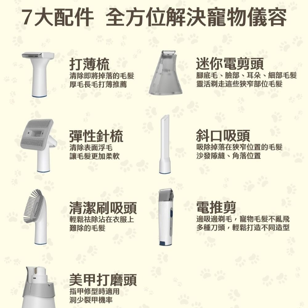【會員優惠】Oneisall🔥寵物美容真空吸毛器｜無線🔸真吸力🔸低噪音🔸高效吸毛📢譽的生活美食舖 📌2601-細節圖3
