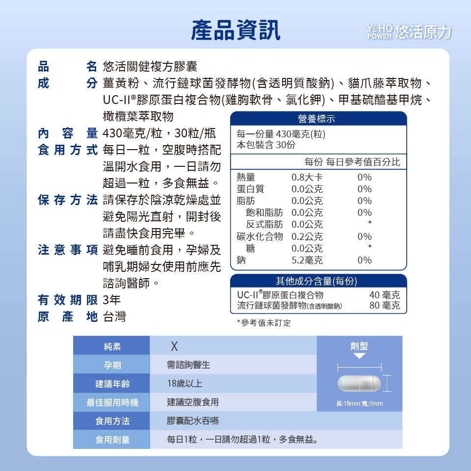 【會員優惠】悠活原力🔥悠活關健複方膠囊UC-ll＋玻尿酸鈉｜薑黃🔸橄欖🔸貓抓藤📢譽的生活美食舖 📌26/01-規格圖11