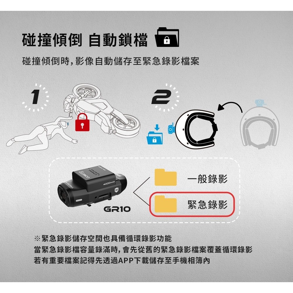 【會員優惠】GOMOTO🔥GR10ｘ雙鏡頭機車行車記錄器｜IP66🔸自動鎖檔📢譽的生活美食舖 📌26/02-細節圖9