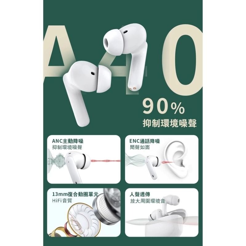 【會員優惠】ADHIL🔥A40 PROｘ真降噪無線藍芽耳機｜ANC🔸ENC🔸遊戲📢譽的生活美食舖📌26/02-細節圖10
