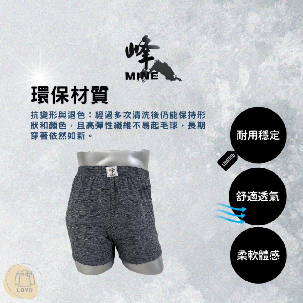免運現貨秒出 峰男內褲 峰陽離子透氣舒適中平口褲 四角褲｛樂藝 LOYII｝-細節圖2