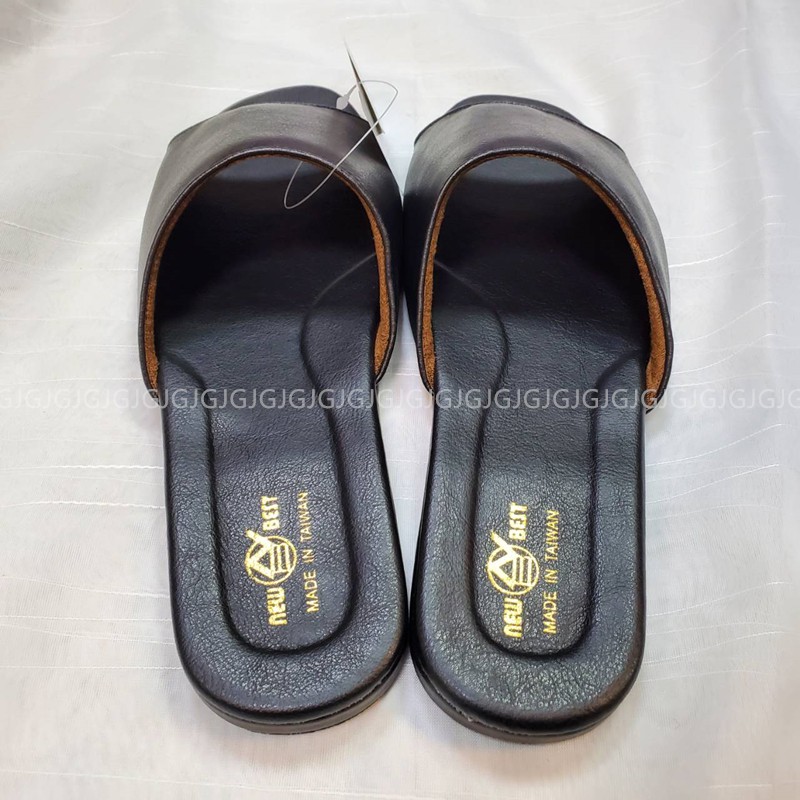 佳冠附發票~黑 羊皮質感素色拖鞋 素面拖鞋 外銷日本 台灣製造 居家拖鞋 防滑吸震拖鞋 靜音室內拖鞋 皮革拖鞋 男女拖鞋-細節圖5