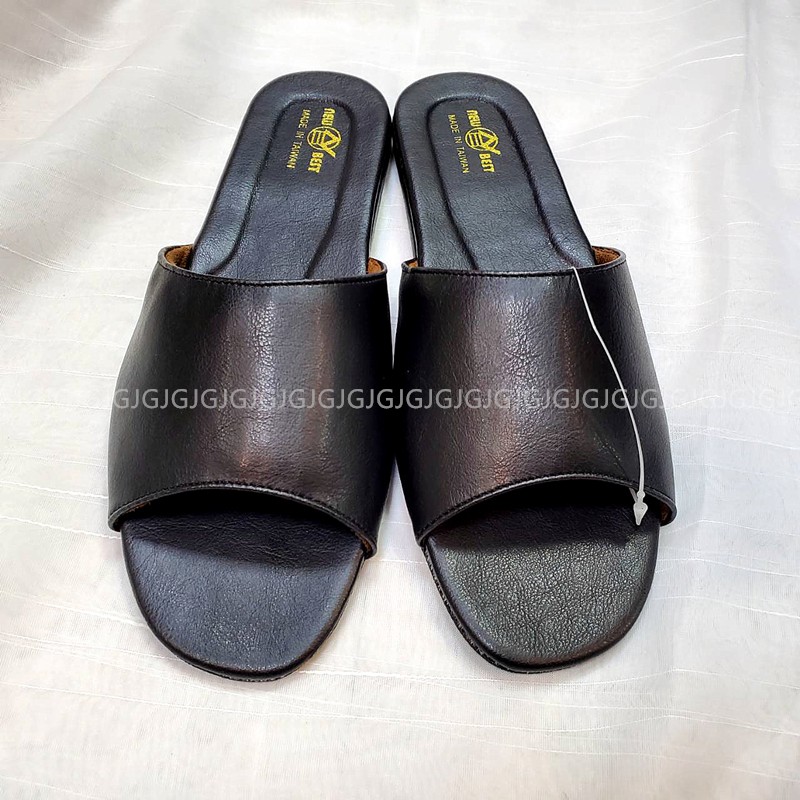 佳冠附發票~黑 羊皮質感素色拖鞋 素面拖鞋 外銷日本 台灣製造 居家拖鞋 防滑吸震拖鞋 靜音室內拖鞋 皮革拖鞋 男女拖鞋-細節圖6