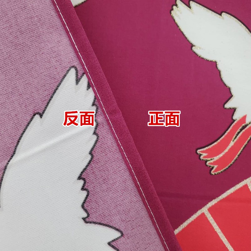 佳冠附發票~紅 不倒翁招財貓金葱線條門簾 對開長門簾 日式一片麻布穿桿式對開門簾、尺寸約80*150，不附門簾桿--細節圖4