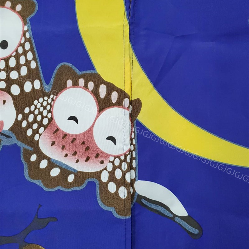 佳冠附發票~藍 祝福貓頭鷹門簾 日式對開長門簾、尺寸約80*150CM，雪屋 貓頭鷹 門簾櫃簾 裝飾簾 不附桿需另購-細節圖2