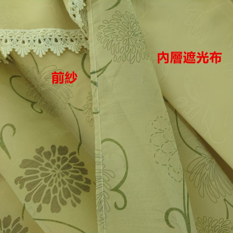 佳冠附發票~黃95*165CM 心花怒放三明治遮光風水簾 門簾 窗簾 台灣製造 穿桿式掛勾二用DIY窗簾 門簾-細節圖4