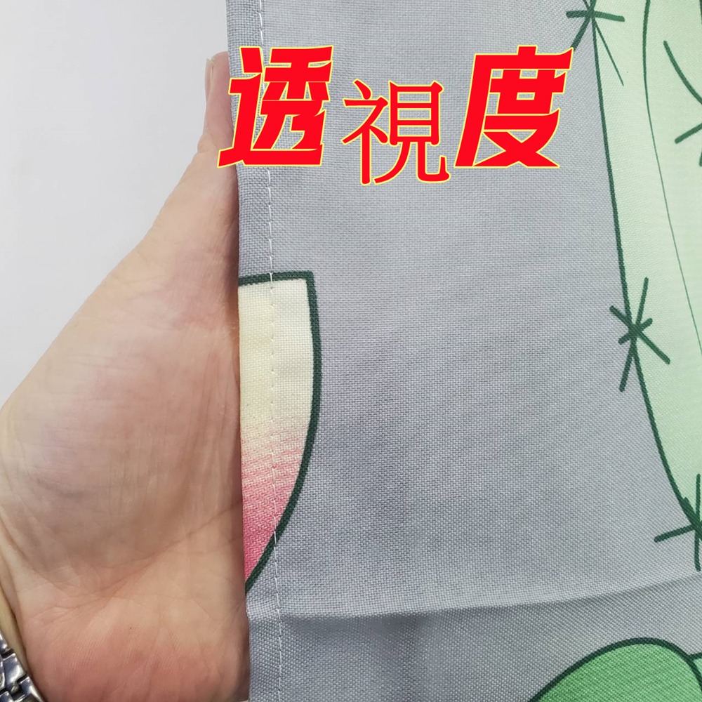 佳冠附發票～灰 仙人掌門簾 多肉植物門簾 日式一片式對開麻布長門簾，尺寸約80*150，櫃簾 壁簾 不附桿需另購-細節圖2