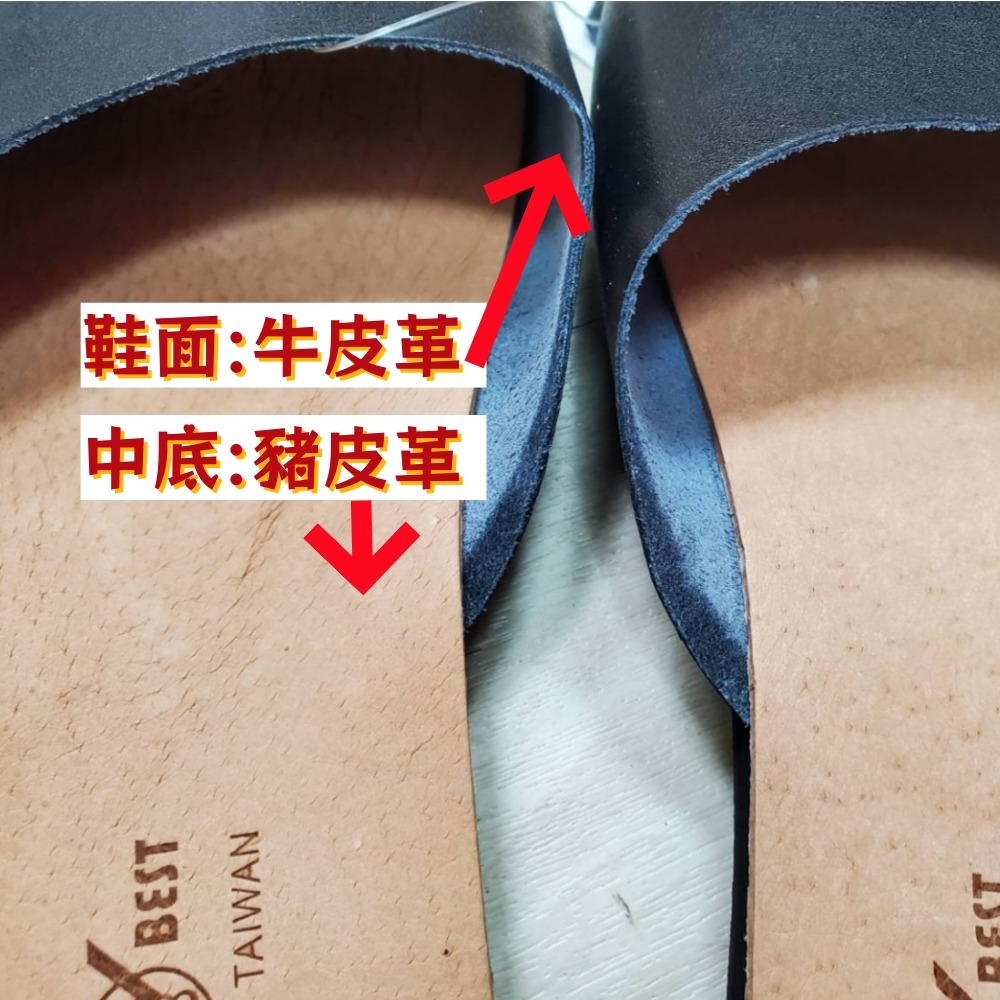 佳冠附發票~台灣製造 真皮拖鞋 NEW&BEST真皮室內居家拖鞋 豬皮+牛皮拖鞋 男女素色拖鞋 吸濕乾爽防臭腳底不悶熱-細節圖7