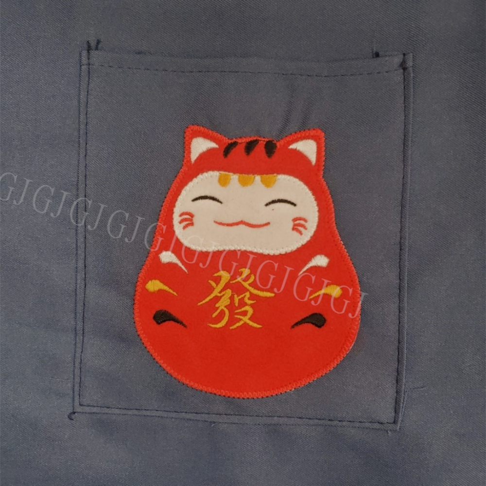 佳冠附發票~KS5004不倒翁繡花手機袋+四口袋素面素色圍裙 五口圍裙 ，四口袋雙層防潑水，台灣製造 廚房制服-細節圖4