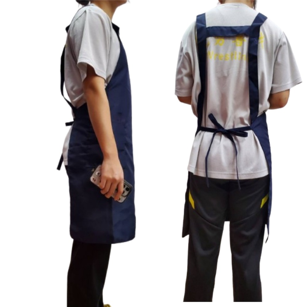 佳冠居家~B002素色二口袋雙層防水圍裙  素面雙層防水圍裙 台灣製造 雙層防水 咖啡店 餐飲業  廚房圍裙-細節圖4