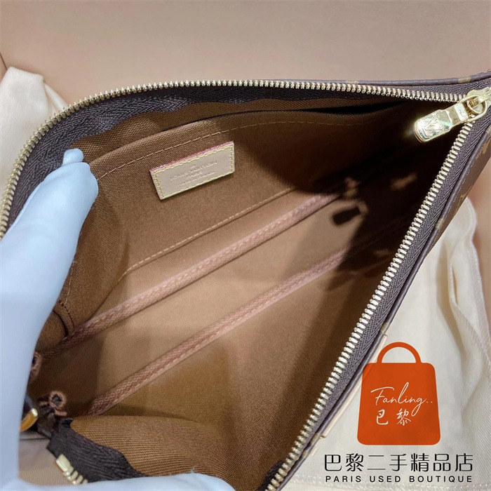 99新 路易威登 LV MULTI POCHETTE 粉色肩帶 三合一/五合一麻將包 斜挎包 腋下包 單肩包M44840-細節圖7