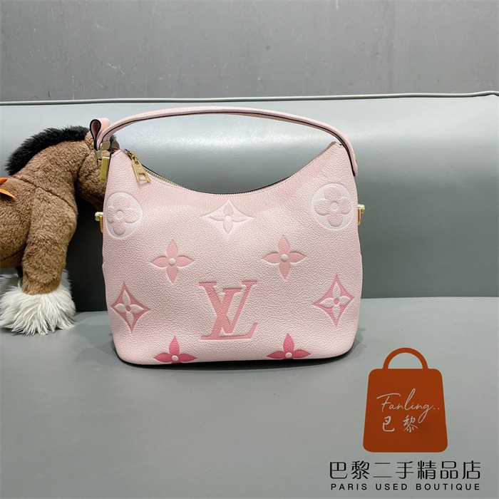 現貨 99新 路易威登 LV MARSHMALLOW 粉色 壓紋 鏈條 腋下包 手提包 單肩包 斜挎包 M45697-細節圖2