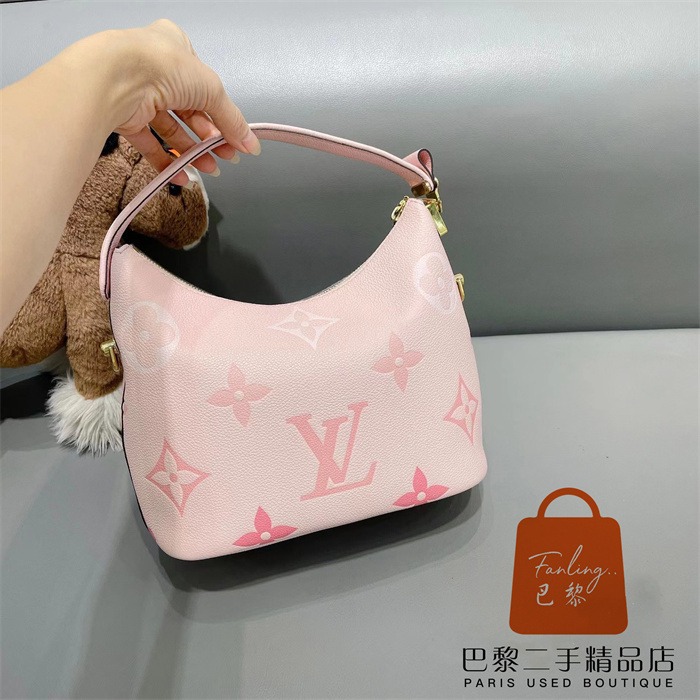 現貨 99新 路易威登 LV MARSHMALLOW 粉色 壓紋 鏈條 腋下包 手提包 單肩包 斜挎包 M45697-細節圖5
