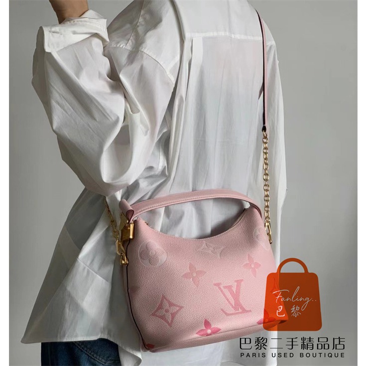 現貨 99新 路易威登 LV MARSHMALLOW 粉色 壓紋 鏈條 腋下包 手提包 單肩包 斜挎包 M45697-細節圖8