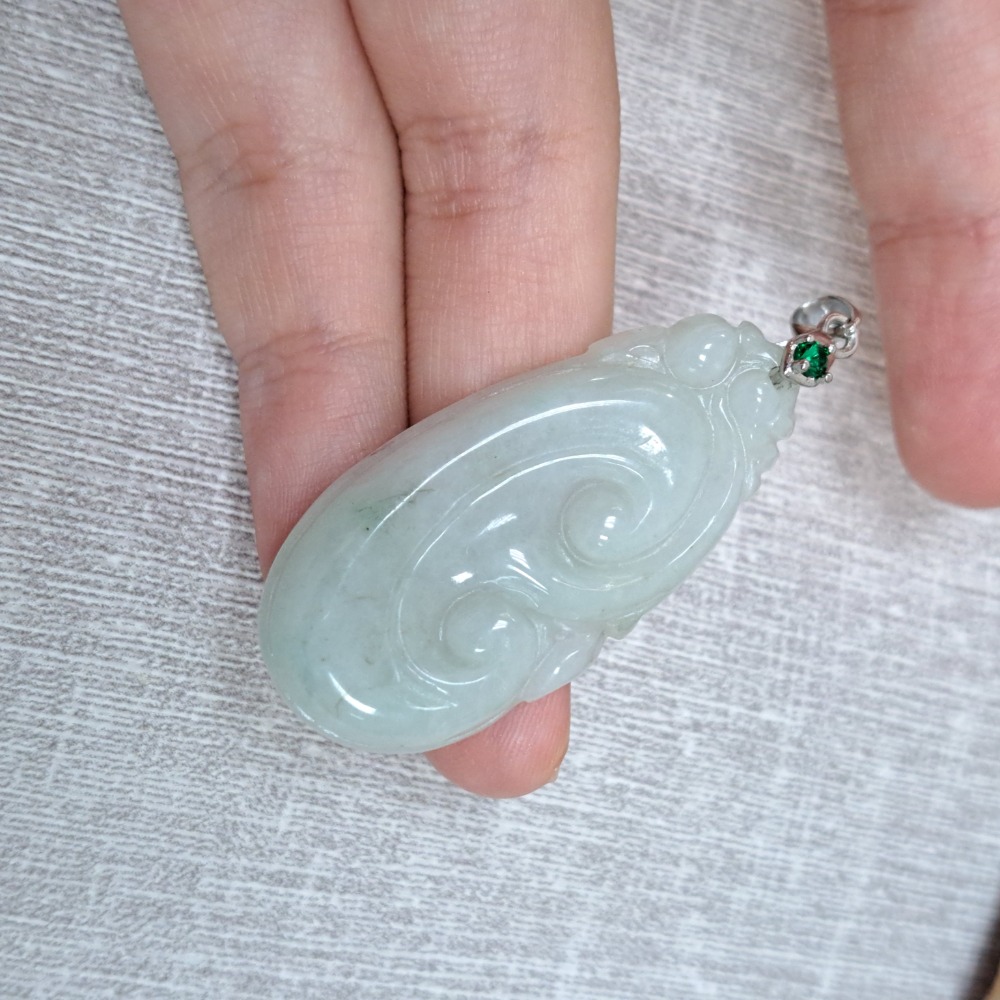 逸品軒～天然緬甸玉A貨-Z5886-如意墜子 長40.8mm寬19.7mm厚5.8mm 💰特價500元 🌿人們將其比-細節圖3