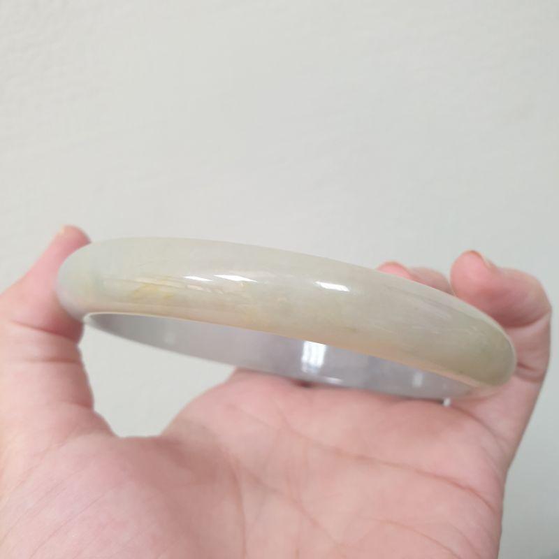 天然緬甸玉A貨-B0819-冰糯臂環寬12.1mm厚7.4mm內徑73.1mm約23.2圍🔸️有不明顯紋無摳,帶黃翡-細節圖4