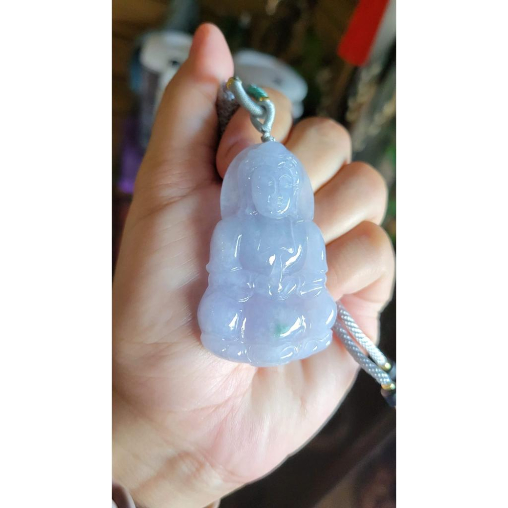 逸品軒~天然緬甸玉A貨-R1775-冰細糯紫羅蘭寶瓶觀音墜子 長55mm寬34.5mm厚7.7mm 種水好，玉質細膩，顏-細節圖3
