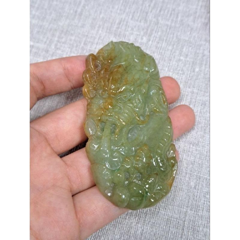 逸品軒～天然緬甸玉A貨-Z5841-灑金龍牌長76.4mm寬37.5mm厚11mm💰特價1500元🐉🐲佩戴翡翠龍牌，代表-細節圖2