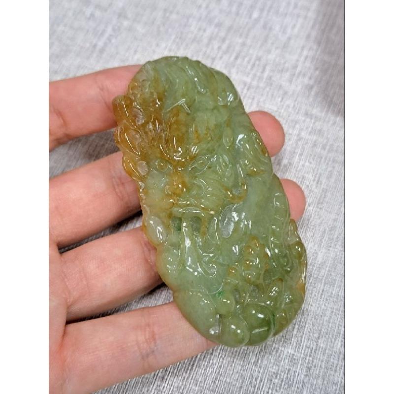 逸品軒～天然緬甸玉A貨-Z5841-灑金龍牌長76.4mm寬37.5mm厚11mm💰特價1500元🐉🐲佩戴翡翠龍牌，代表-細節圖5