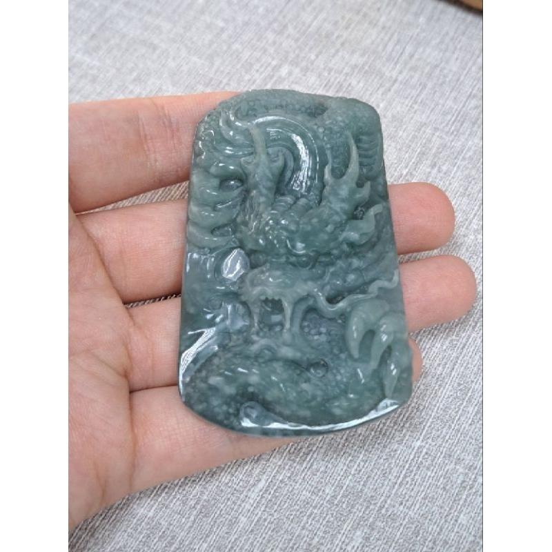 逸品軒～天然玉A貨-Z5864-瓜料龍牌墜子長66.2mm寬40.4mm厚13.4mm💰特價2680元🐲翡翠龍牌寓-細節圖5