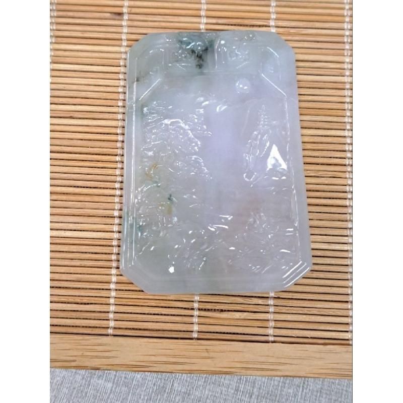逸品軒～天然緬甸玉A貨-Z5851-冰糯山水墜子長66.1mm寬44.6mm厚5mm💰特價2800元• 翡翠山水牌可以-細節圖3