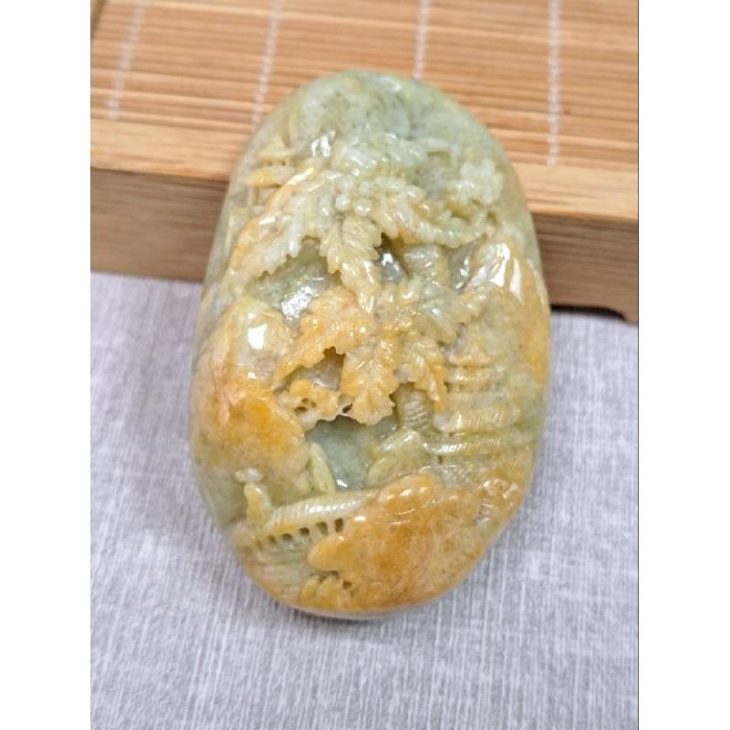 逸品軒～天然緬甸玉A貨-Z5831-黃翡山水貴人墜子長65.8mm寬42.4mm厚20.1mm💰特價1980元☘️翡翠山-細節圖2