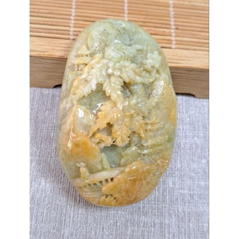 逸品軒～天然緬甸玉A貨-Z5831-黃翡山水貴人墜子長65.8mm寬42.4mm厚20.1mm💰特價1980元☘️翡翠山-細節圖3