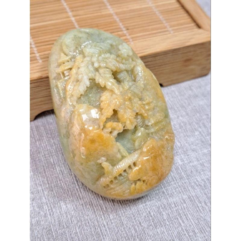 逸品軒～天然緬甸玉A貨-Z5831-黃翡山水貴人墜子長65.8mm寬42.4mm厚20.1mm💰特價1980元☘️翡翠山-細節圖4
