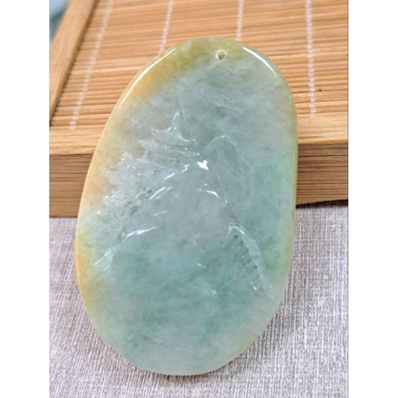 逸品軒～天然緬甸玉A貨-Z5831-黃翡山水貴人墜子長65.8mm寬42.4mm厚20.1mm💰特價1980元☘️翡翠山-細節圖5