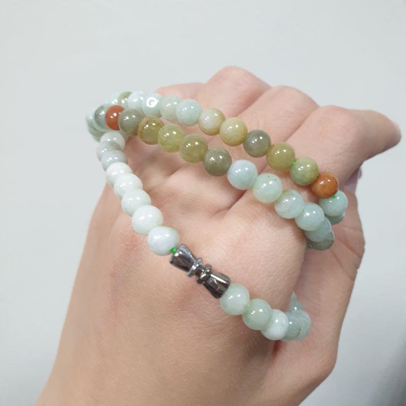 天然緬甸玉A貨-C1578-三色項鍊珠寬5.9mm總長26公分💰售價777元-細節圖3