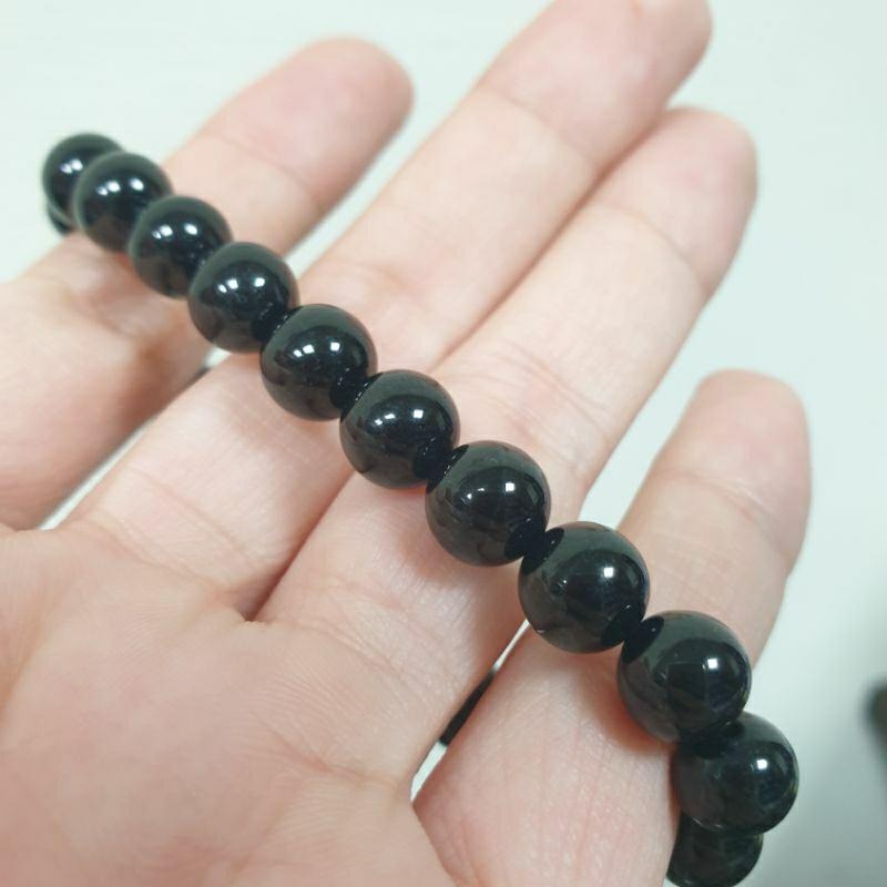 天然玉A貨-C1785-瓜料墨翠手珠(不透光)珠寬7.8mm💰售價888元• 適合手圍16公分配戴-細節圖3